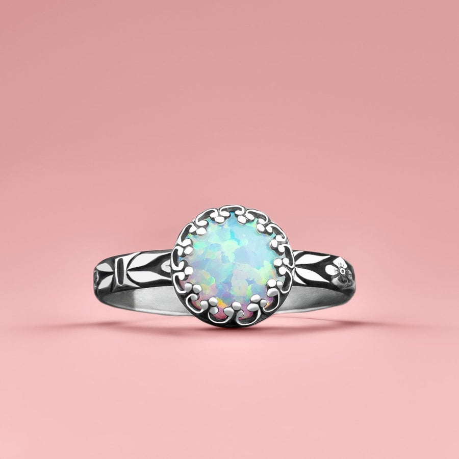 Floral Opal Stacking Rings