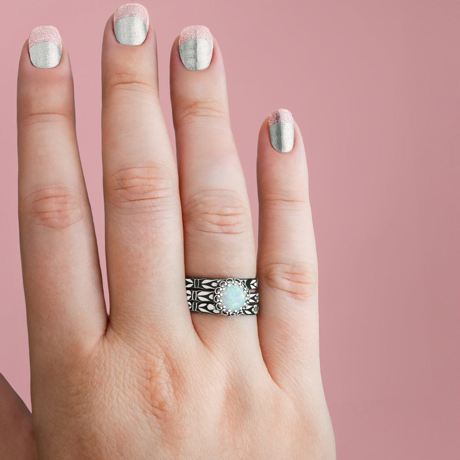 Floral Opal Stacking Rings