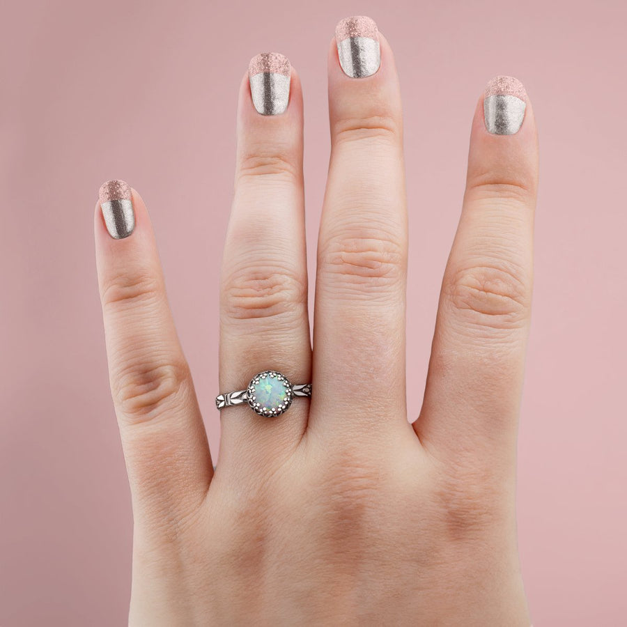 Floral Opal Stacking Rings