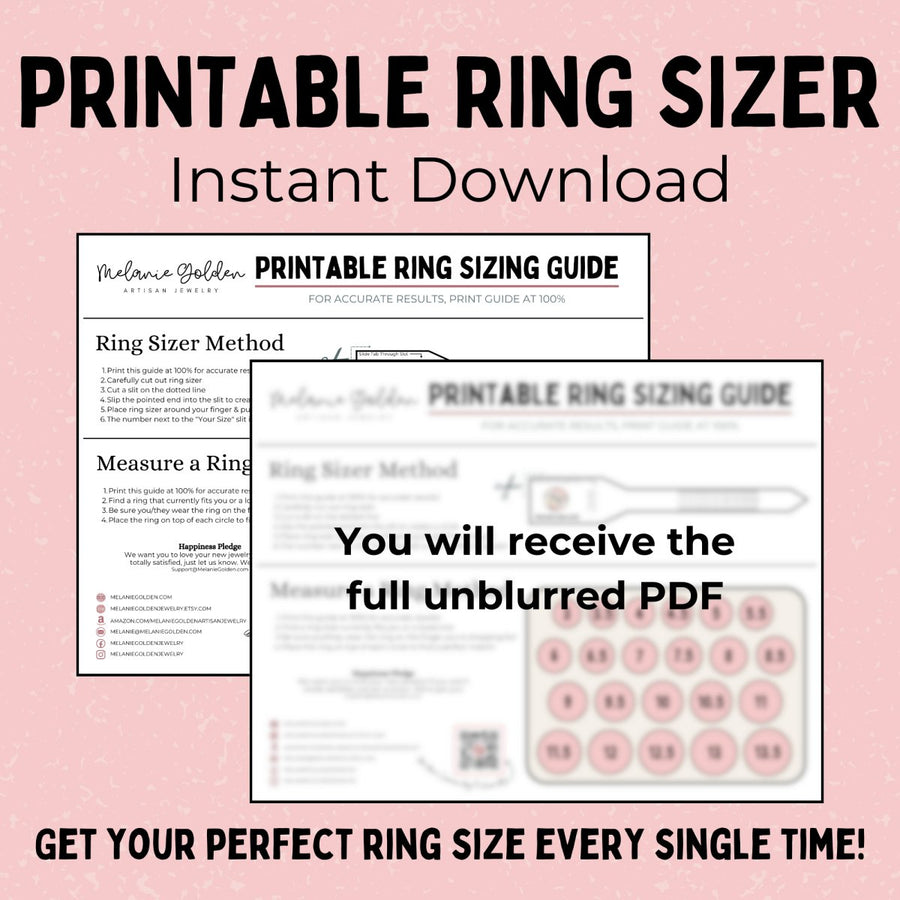 Printable Ring Size Chart, Ring Sizer Tool, Find Your Ring Size
