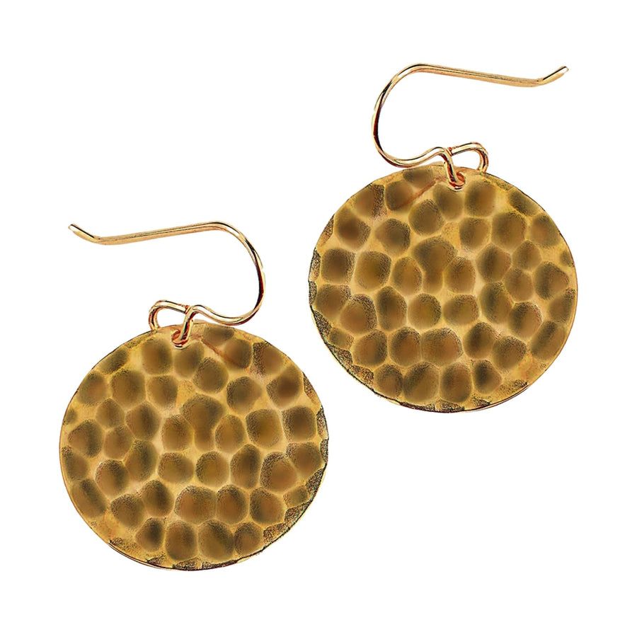 Oxidized Brass Hammered Disc Dangle Earrings – Melanie Golden Jewelry