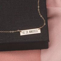 Roman Numeral Necklace Personalized Jewelry Wedding Gift Engraved Neck -  ShopFrommomo